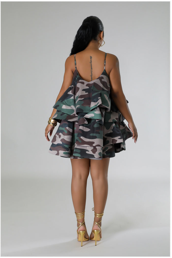 Camo  Lapel Sexy Dress