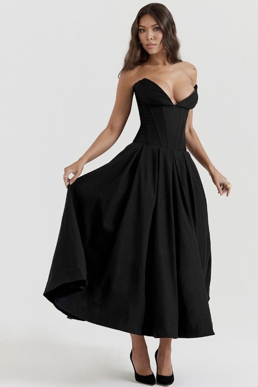 Cardi  Strapless Backless Waistband Dress