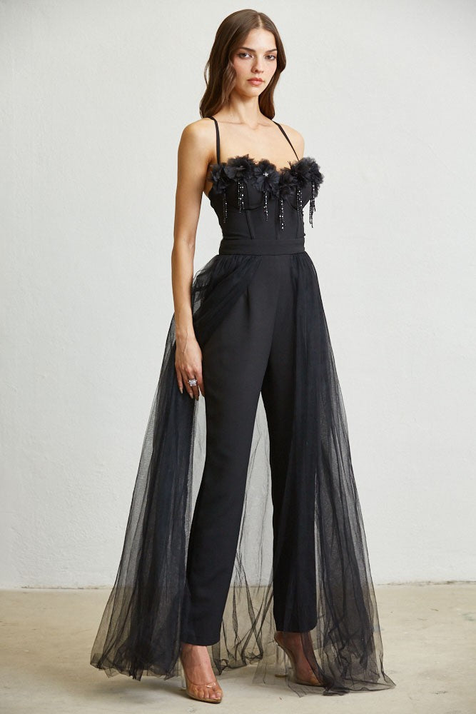 Liezel  Flower Tulle Corset Jumpsuit