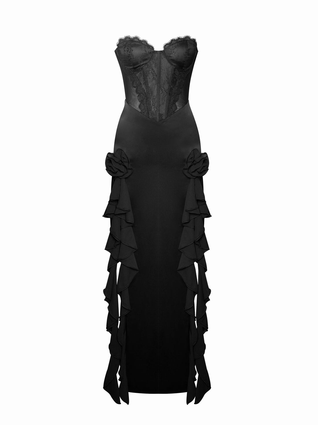 Zya Satin Lace Corset Maxi Dress